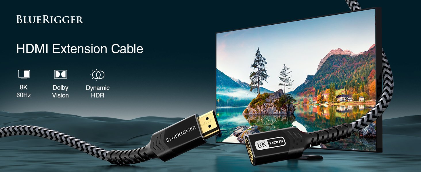 Male-Female 8K HDMI extension cable